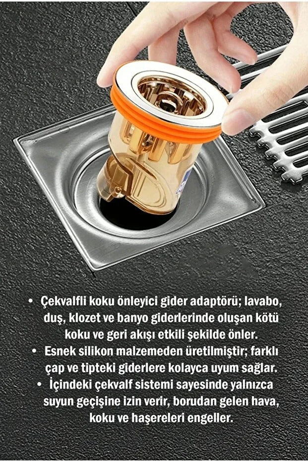 Orvexa™Koku Önleyici Çekvalfli Lavabo Banyo Gider Adaptörü Geri Akış ve Haşere Engelleyici